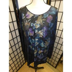 Linea By Louis Dell'Olio Black Orchid FLoral Placement Print Peasant 2X